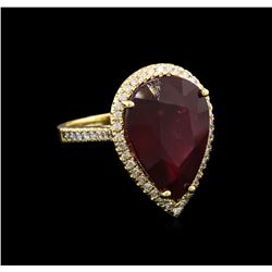 15.99 ctw Ruby and Diamond Ring - 14KT Yellow Gold