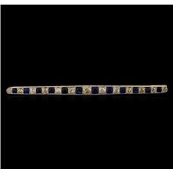 1.42 ctw Sapphire and Diamond Brooch - 18KT Yellow Gold