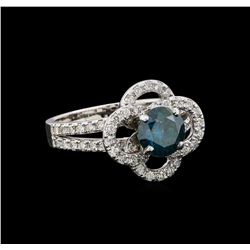 14KT White Gold 1.63 ctw Blue Diamond Ring