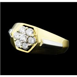 0.25 ctw Diamond Cluster Ring - 18KT Yellow Gold and Platinum