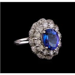 14KT White Gold 3.15 ctw Tanzanite and Diamond Ring