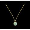 Image 2 : 14KT Yellow Gold 8.71 ctw Opal and Diamond Pendant With Chain