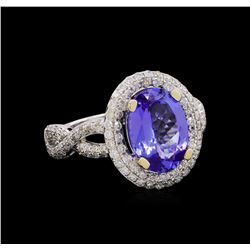 14KT White Gold 2.81 ctw Tanzanite and Diamond Ring