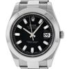 Image 1 : Rolex Mens SS 41MM Black Baguette Diamond Datejust 2 Oyster Band Wristwatch