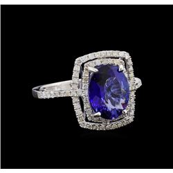 2.84 ctw Tanzanite and Diamond Ring - 14KT White Gold