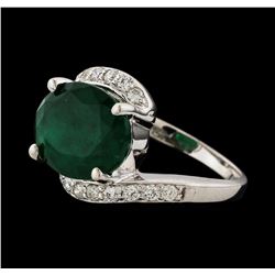 4.91 ctw Emerald and Diamond Ring - 14KT White Gold