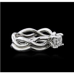 0.90 ctw Diamond Wedding Ring Set - 18KT White Gold