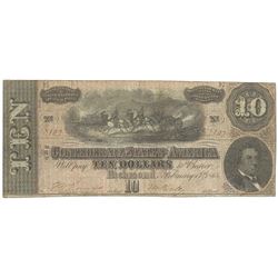 1864 $10 The Confederate States of America Note T-68 CC