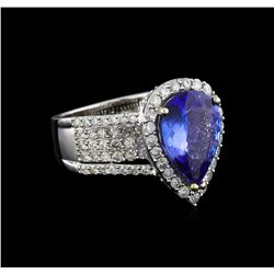 14KT White Gold 4.81 ctw Tanzanite and Diamond Ring