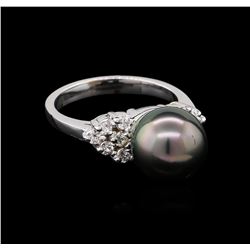 0.33 ctw Pearl and Diamond Ring - 14KT White Gold