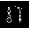 Image 2 : 2.00 ctw Sapphire and Diamond Earrings - 14KT White Gold