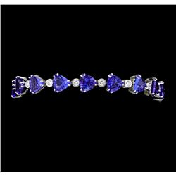 25.91 ctw Tanzanite And Diamond Bracelet - 14KT White Gold