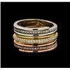 Image 2 : 14KT Tri Color Gold 0.50 ctw Diamond Stacked Ring