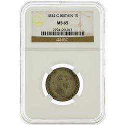 1834 NGC MS65 G. Britain 1 Schilling