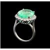 Image 4 : GIA Cert 11.24 ctw Emerald and Diamond Ring - 14KT White Gold