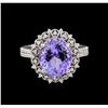 Image 2 : 5.80 ctw Tanzanite and Diamond Ring - 14KT White Gold