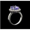 Image 3 : 5.80 ctw Tanzanite and Diamond Ring - 14KT White Gold