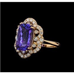 5.58 ctw Tanzanite and Diamond Ring - 14KT Rose Gold