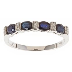 1.02 ctw Sapphire and Diamond Ring - 14KT White Gold