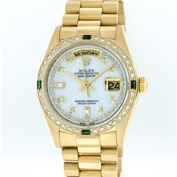 Rolex 18KT Gold President Diamond and Emerald Day-Date Men's Watch