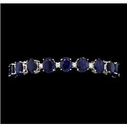 42.73 ctw Sapphire and Diamond Bracelet - 14KT White Gold