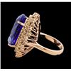 Image 3 : 22.99 ctw Tanzanite and Diamond Ring - 14KT Rose Gold