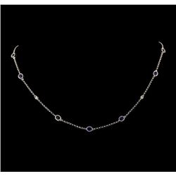 1.88 ctw Sapphire and Diamond Necklace - 18KT White Gold