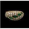 Image 1 : 0.52 ctw Emerald and Diamond Ring - 14KT Yellow Gold