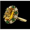 Image 1 : 4.81 ctw Citrine, Tsavorite and Diamond Ring - 14KT Yellow Gold