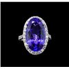 Image 2 : GIA Cert 14.53 ctw Tanzanite and Diamond Ring - 14KT White Gold