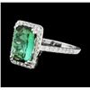 Image 1 : 4.30 ctw Green Tourmaline And Diamond Ring - 14KT White Gold