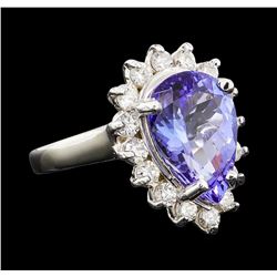 5.00 ctw Tanzanite and Diamond Ring - 14KT White Gold