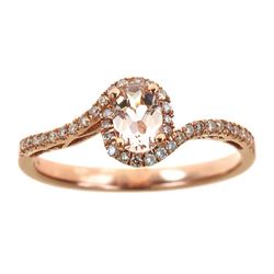 0.48 ctw Morganite and Diamond Ring - 14KT Rose Gold