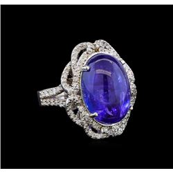 14KT White Gold 14.42 ctw Tanzanite and Diamond Ring