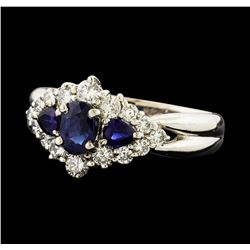 0.93 ctw Sapphire and Diamond Ring - Platinum