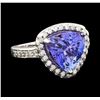 Image 1 : 5.05 ctw Tanzanite and Diamond Ring - 14KT White Gold