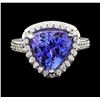 Image 2 : 5.05 ctw Tanzanite and Diamond Ring - 14KT White Gold