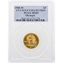 1988-W PCGS MS69 US Vault Collection $5 Olympic Gold Coin