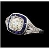 Image 1 : 1.05 ctw Diamond And Sapphire Ring - 18KT White Gold