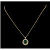 Image 1 : 4.30 ctw Emerald and Diamond Pendant With Chain - 14KT Yellow Gold