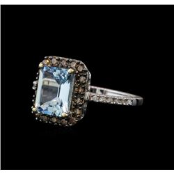 2.23 ctw Aquamarine and Diamond Ring - 14KT White Gold