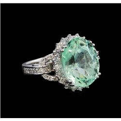 9.47 ctw Emerald and Diamond Ring - 14KT White Gold