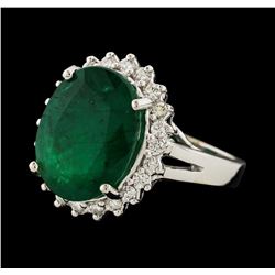 6.70 ctw Emerald and Diamond Ring - 14KT White Gold