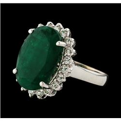 7.30 ctw Emerald and Diamond Ring - 14KT White Gold