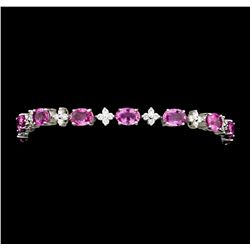 13.62 ctw Pink Sapphire And Diamond Bracelet - 18KT White Gold