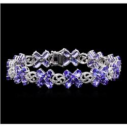 20.51 ctw Tanzanite and Diamond Bracelet - 14KT White Gold