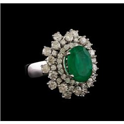 14KT White Gold 3.81 ctw Emerald and Diamond Ring