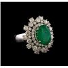 Image 1 : 14KT White Gold 3.81 ctw Emerald and Diamond Ring