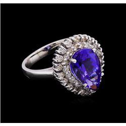 14KT White Gold 4.25 ctw Tanzanite and Diamond Ring