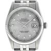 Image 1 : Rolex Mens 36mm Stainless Steel Silver Diamond Datejust Wristwatch